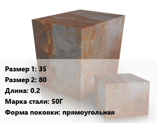 Поковка квадратная 35х80 L=0.2 Сталь: 50Г прямоугольная цена от 126000 Тг / т, где купить, условия доставки в Кызылорде и Кызылординской области